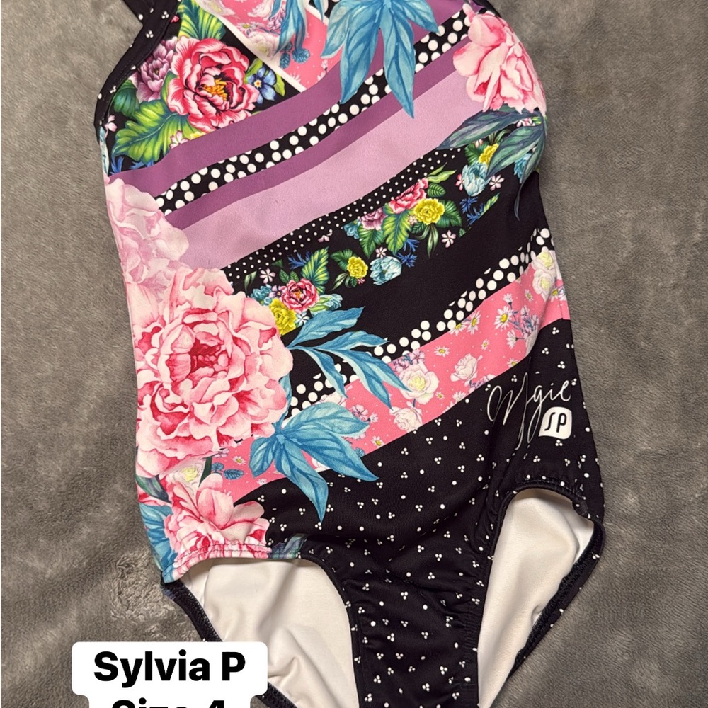 Kids Swimwear - Floral Black and Pink Swimsuit